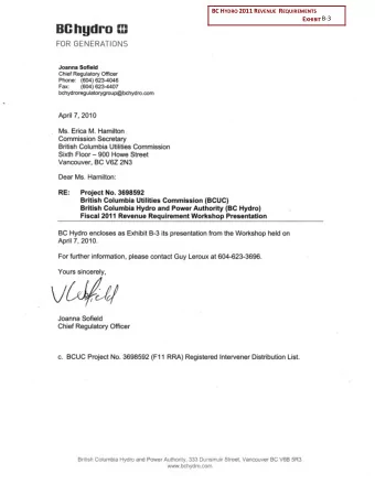 VU/Jc/  Joanna  S ofield  C hief R egulatory  O fficer (F11 R R A ) R egistered  c.  B C U C  P