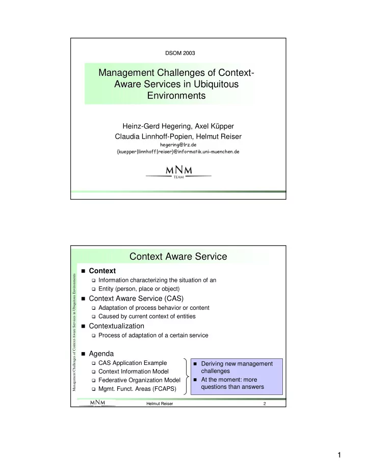 management challenges of context management challenges of