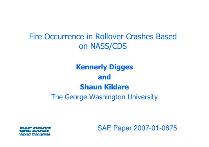 fire occurrence in rollover crashes based on nass cds