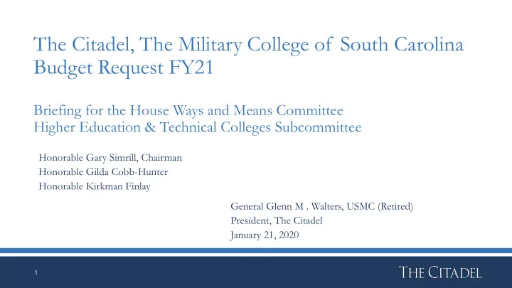 the citadel the military college of south carolina budget