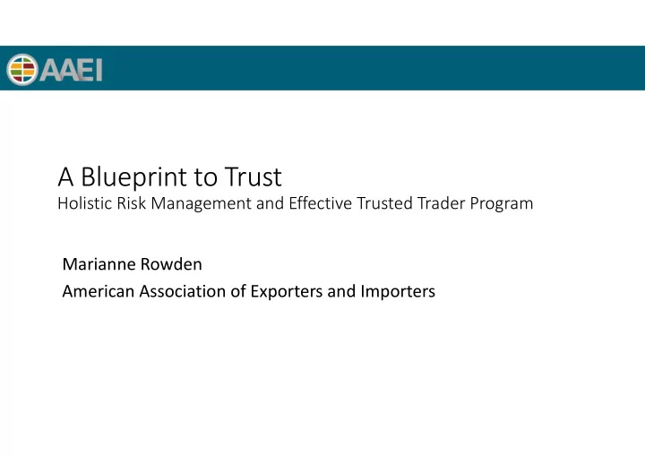 a blueprint to trust