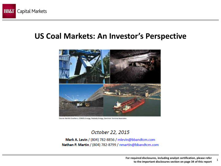 us coal markets an investor s perspective