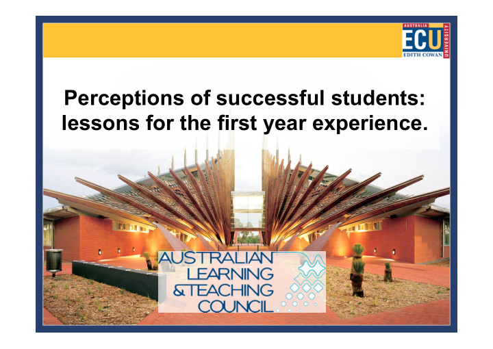 perceptions of successful students lessons for the first
