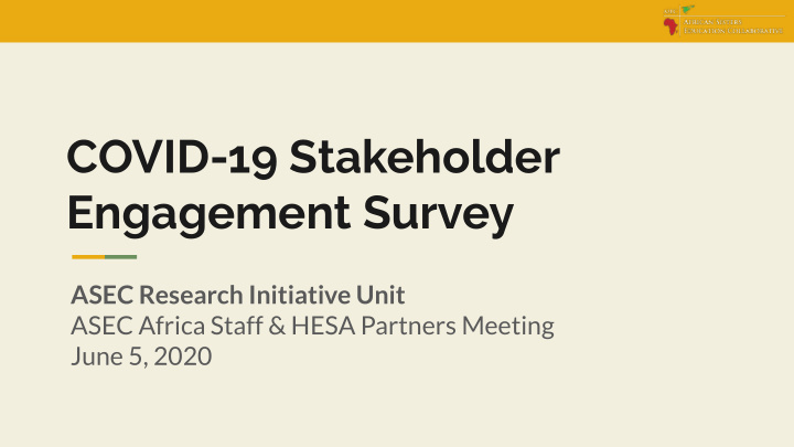 covid 19 stakeholder engagement survey