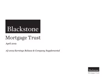 April 2019  1Q 2019 Earnings Release &amp; Company Supplemental  Forward-Looking Statements and