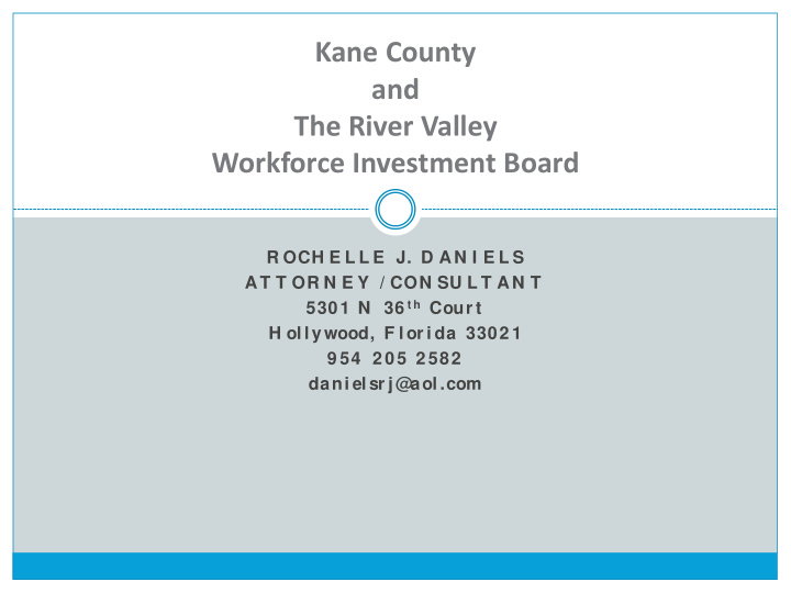 kane county and the river valley workforce investment