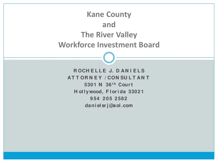 kane county and the river valley workforce investment