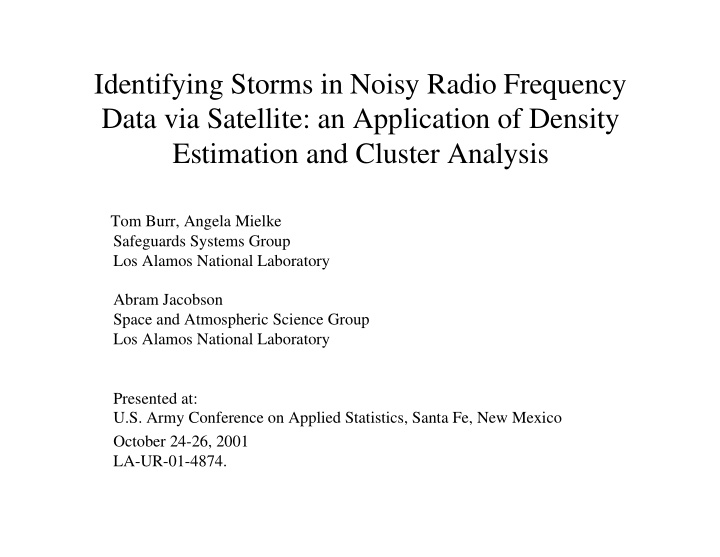 identifying storms in noisy radio frequency data via