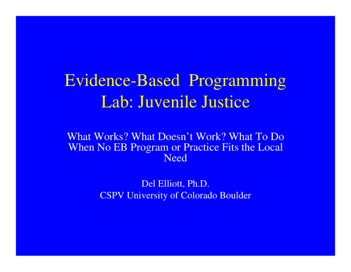 evidence based programming lab juvenile justice