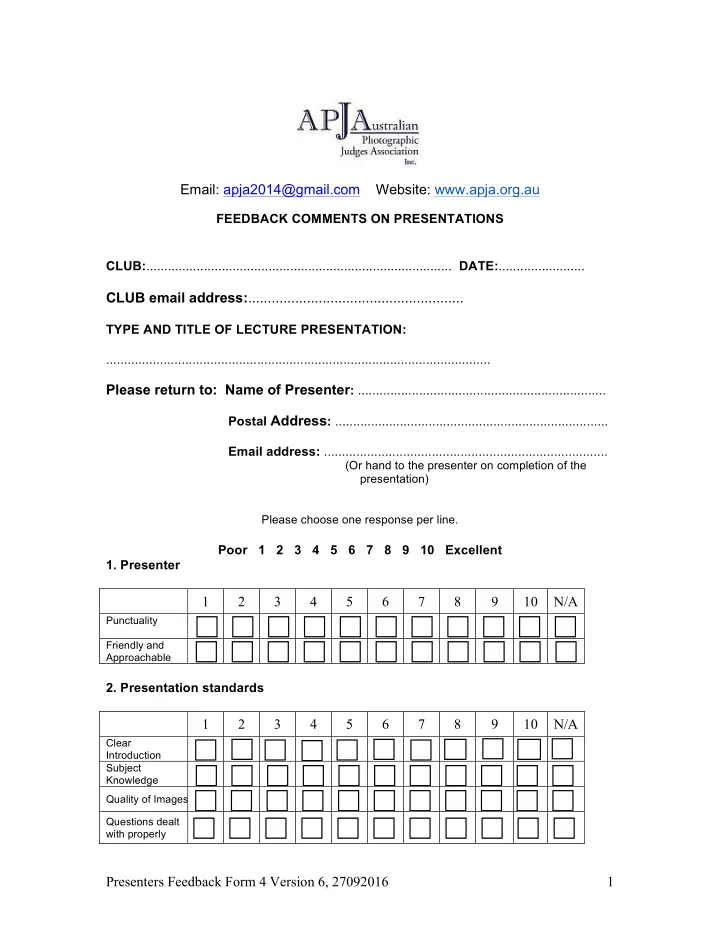 email apja2014 gmail com website apja org au feedback
