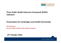 three public health outcome framework phof indicators