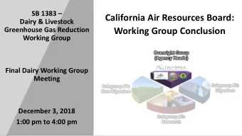 ~  SB 1383   California Air Resources Board:  Dairy &amp; Livestock  Greenhouse Gas Reduction