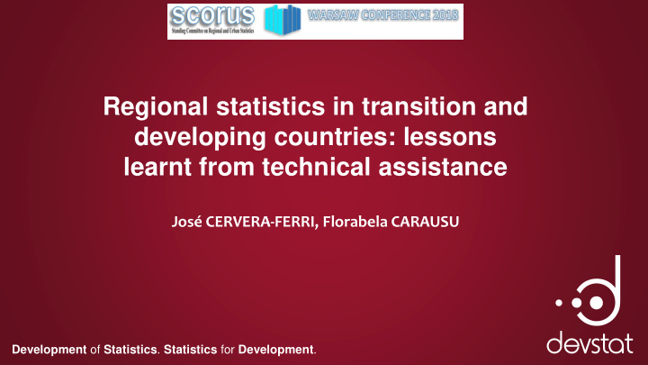 regional statistics in transition and developing