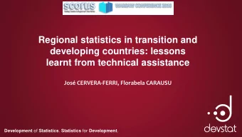 Regional statistics in transition and  developing countries: lessons  learnt from technical