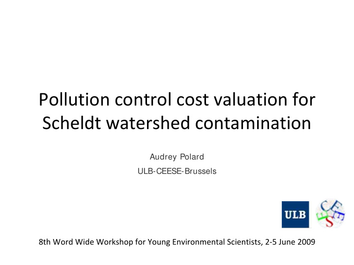 pollution control cost valuation for scheldt watershed
