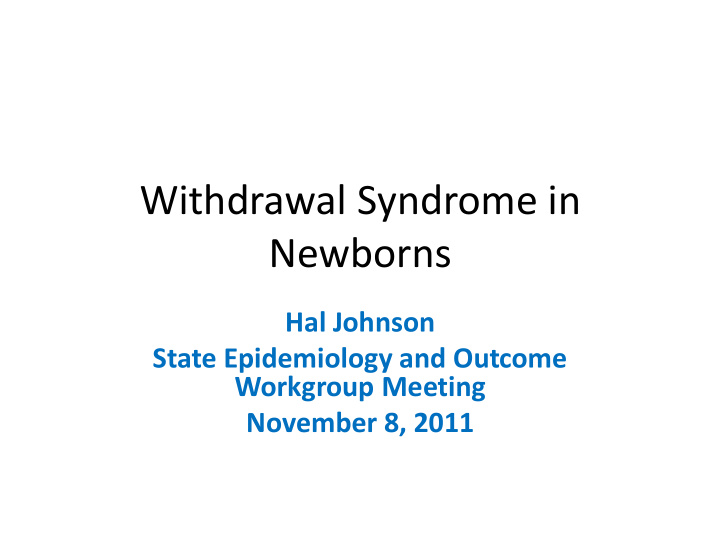 withdrawal syndrome in newborns