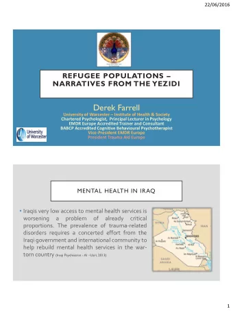 Derek Farrell University of Worcester  Institute of Health &amp; Society  Chartered