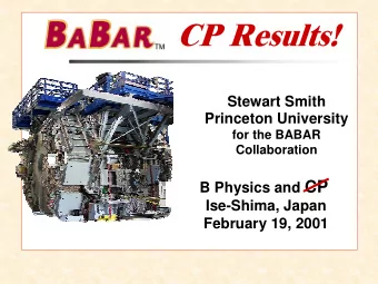 B Physics and CP  Ise-Shima, Japan  February 19, 2001  Summary of PEP-II/BaBar performance