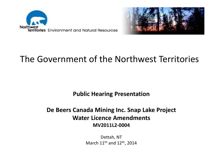 the government of the northwest territories