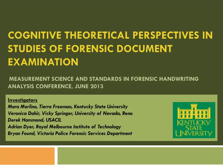 cognitive theoretical perspectives in studies of forensic