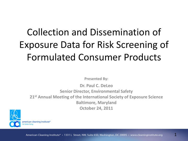 collection and dissemination of exposure data for risk