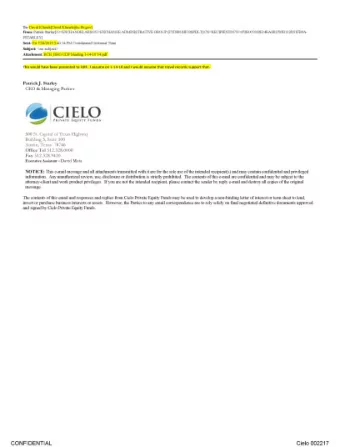 m  e  coo1 eol! of this $nail Md tes1,o n ges aod repl ies frc.n Cielo Ptivat~ Equity Funds may