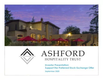 Inestor Presentation:  Spport the Preferred Stock Echange Offer  September 2020  F