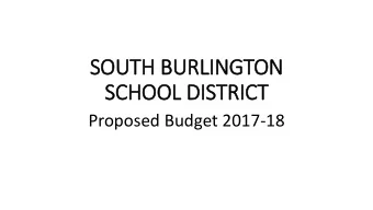 SCHOOL DIS  ISTRICT  Proposed Budget 2017-18  PROPOSED BUDGET SUMMARY  Continues to Support