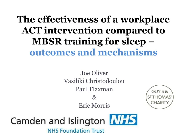 the effectiveness of a workplace act intervention