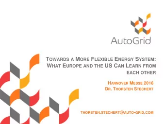 W HAT E UROPE AND THE US C AN L EARN FROM EACH OTHER H ANNOVER M ESSE 2016 D R . T HORSTEN S