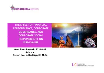 THE EFFECT OF FINANCIAL  THE EFFECT OF FINANCIAL  PERFORMANCE, CORPORATE  PERFORMANCE, CORPORATE