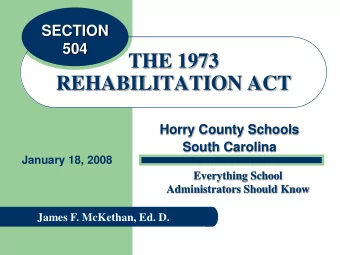 REHABILITATION ACT  Horry County Schools  South Carolina  January 18, 2008  Everything School