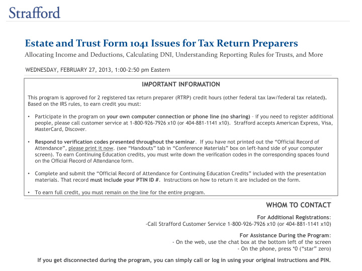 estate and trust form 1041 issues for tax return preparers