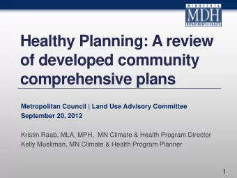 Healthy Planning: A review  of developed community  comprehensive plans  Metropolitan Council |