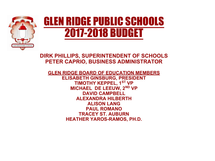 glen ridge public schools 2017 2018 budget