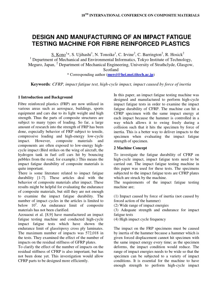 design and manufacturing of an impact fatigue