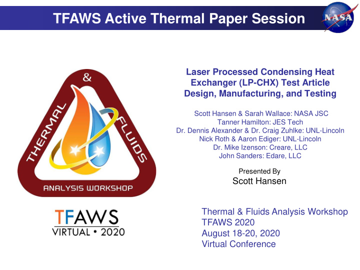 tfaws active thermal paper session