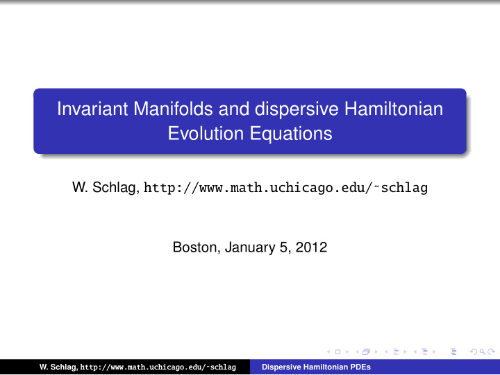 invariant manifolds and dispersive hamiltonian evolution