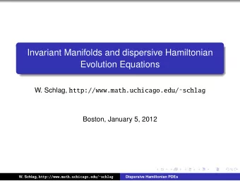 Invariant Manifolds and dispersive Hamiltonian  Evolution Equations W. Schlag,