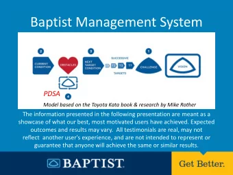 Baptist Management System  PDSA  Model based on the Toyota Kata book &amp; research by Mike Rother