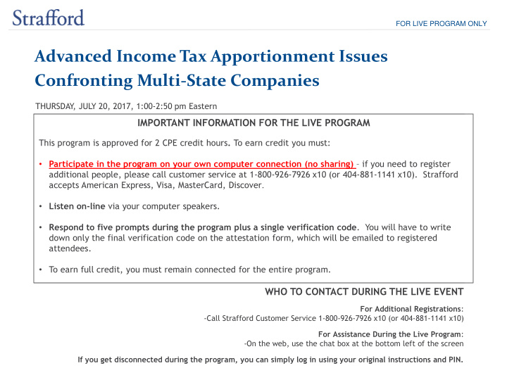 advanced income tax apportionment issues confronting