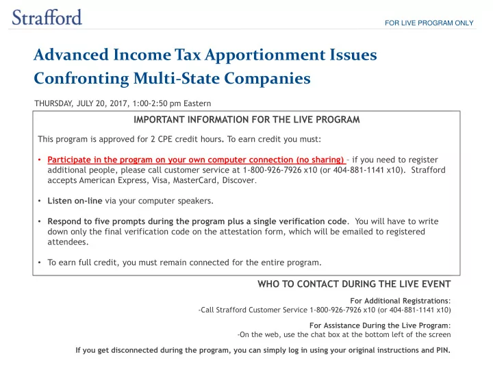 advanced income tax apportionment issues confronting