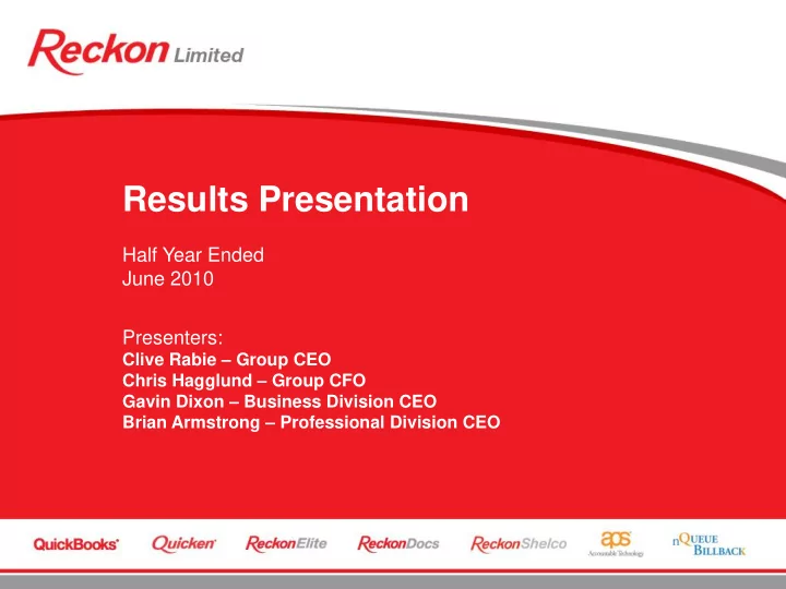results presentation