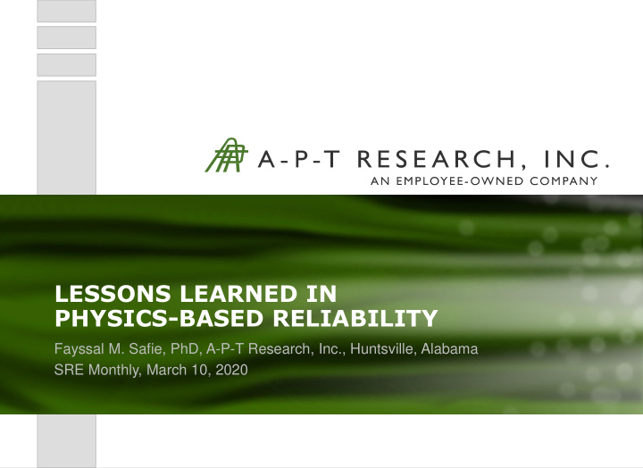 lessons learned in physics based reliability
