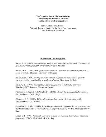 Youve got to like to climb mountains  Completing doctoral level research  on the college student