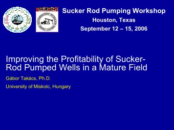 Improving the Profitability of Sucker-  Rod Pumped Wells in a Mature Field  Gbor Takcs, Ph.D.