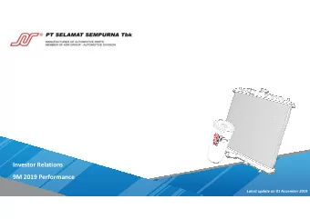 Investor Relations  9M 2019 Performance  Latest update on 01 November 2019  Fact Sheet about PT