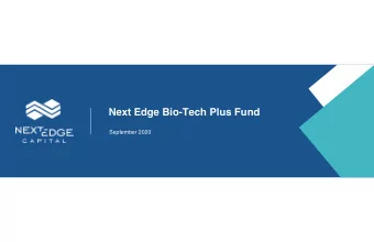 Next Edge Bio-Tech Plus Fund  September 2020  Important Notes  The Next Edge Bio-Tech Plus