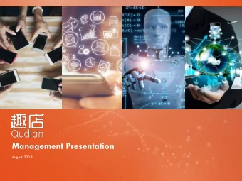 Management Presentation  August 2019  Disclaimer  This presentation contains forward-looking