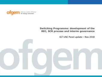 IGT UNC Panel update  Nov 2018  Recap: What is the Retail Energy Code?    REC was